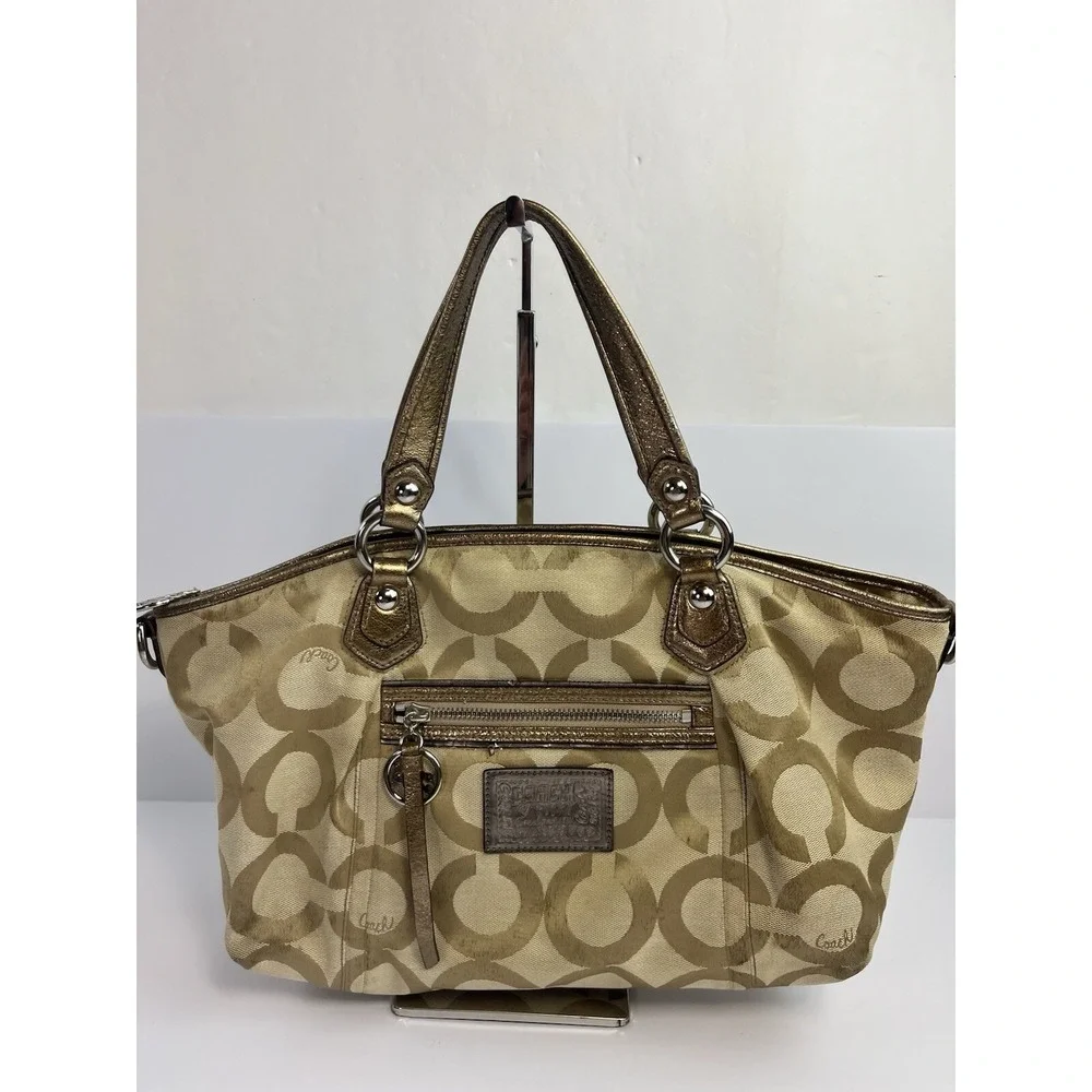 Coach Poppy Champagne Rocker Gold Tote Bag Shoulder Bag Crossbody 16296P